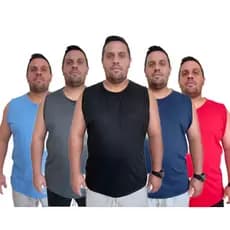 Kit 5 Regatas Plus Size Masculina De Algodão Grande Tamanho