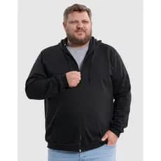 Casaco Moletom Plus Size Masculino Flanelado Com capuz e zíper