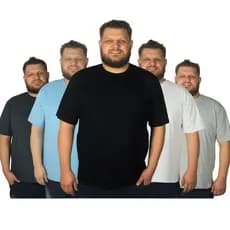 Kit 5 Camiseta Plus Size Masculina Algodão Camisa Básica