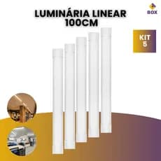 Kit 5 Luminária Tubular Sobrepor Linear Led 40w 100cm Luz Branco Frio e Branco Quente