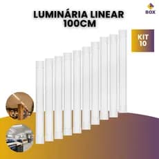 Kit 10 Luminária Tubular Sobrepor Linear Led 40w 100cm Luz Branco Frio/Branco Quente