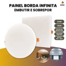Painel Led Borda Infinita 24w/36w Embutir Sobrepor 2em1 6000k