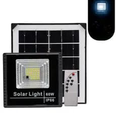 Refletor Solar Led Holofote 60w Placa Separada Bateria Prova D'água Ip66