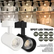 Spots Para Trilho Branco ou Preto Led Luz Branco Neutro, Quente ou Frio Bivolt