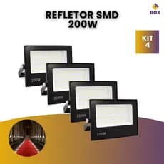 Kit 4 Refletor Led Holofote 200w Ip66 Bivolt Luz Branco Frio