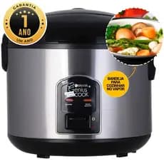 Panela de Arroz Elétrica 10 Xícaras Inox com Vaporizador de Legumes a Vapor 1.8L - In Brasil