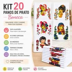 PANO DE PRATO BONECA KIT 20 UNIDADES