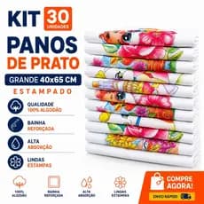 PANO DE PRATO ESTAMPADO ATACADO 30 UNIDADES