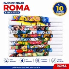 PANO DE PRATO ESTAMPADO GRANDE 40X65CM 10 UNIDADES