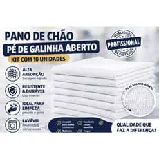 PANO DE CHÃO PÉ DE GALINHA ABERTO 50 X 98 CM 10 UNIDADES