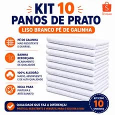 KIT 10 PANOS DE PRATO PÉ DE GALINHA LISO 41X66CM