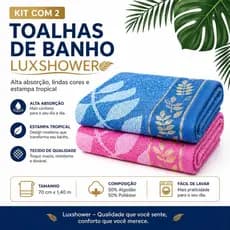 KIT 2 TOALHAS DE BANHO LUXSHOWER 0,70X1,40m CORES VARIADAS