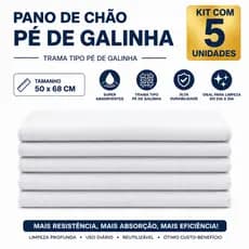 PANO DE CHÃO PÉ DE GALINHA  50 X 68 CM  KIT 05 UNIDADES
