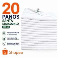 PANO DE PRATO SANTA MARGARIDA SM-08 BRANCO KIT 20 UNIDADES
