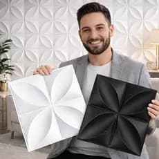 Kit 120 de Placas 3D em PVC 25x25 cm para Revestimento Decorativo de Parede