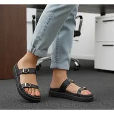 Sandalia Preta Feminina Papete Confortavel Pratica Casual Dia aDia Casual