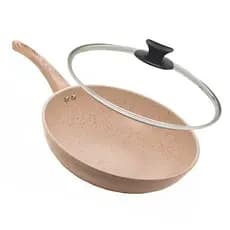 Frigideira Wok 28cm Granilite Antiaderente Tampa Vidro Indução Premium