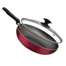 Frigideira Saudável Completa Funda Vermelha Antiaderente Tramontina Loreto 28cm Com Tampa Vidro