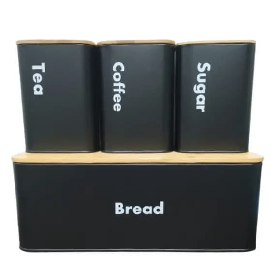 Kit Organizador De Latas Porta Condimento Com Tampa De Bambu