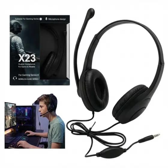 Fone de Ouvido Gamer X23 HeadSet com Microfone Entrada P2 Gamer HeadFone Jogos Games