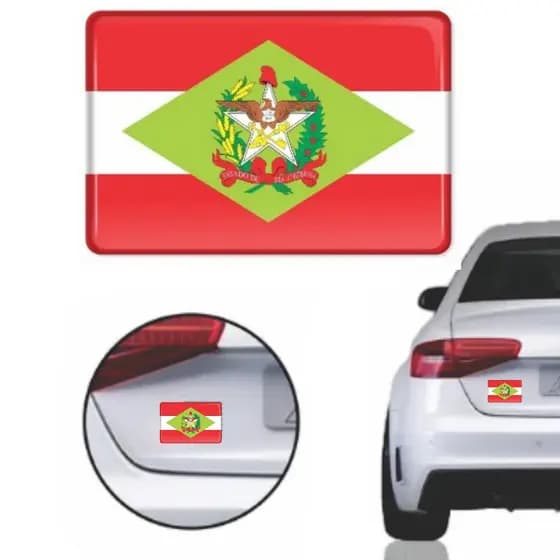 Kit Com 02 Adesivos Resinado Bandeira Estado Santa Catarina Carro e Moto
