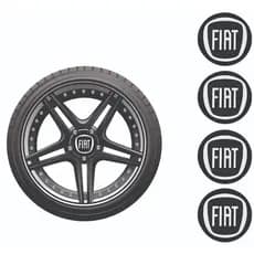 Kit Adesivos Resinados Fl4T Preto para calota e roda 48mmx48mm