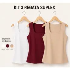 Kit 3 Blusa Regata Feminina Suplex Elegante Moda Verão Alça larga Estilosa  Camiseta Blusinhas Feminino Blusa