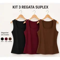 KIT 3 Blusa Regata Decote Quadrado Baby Look Básica Alça Larga Casual Elegante Toque fresco 2026