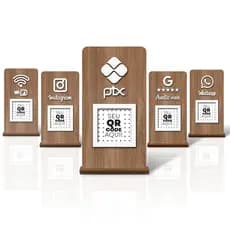 Placa de mesa Pix Instagram Wifi Google Cardápio QR Code Display