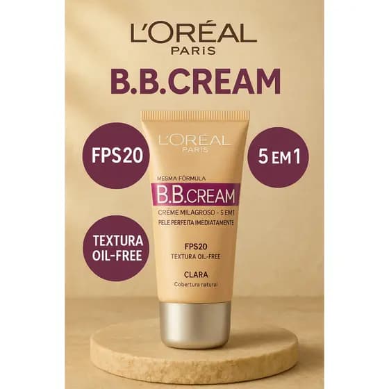 Base BB Cream L'oreal Paris Pele Clara FPS20 Milagroso 5 em 1