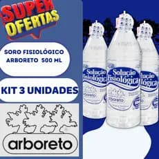 Soro Fisiológica 0,9% Arboreto ou SORIMAX 500ml KIT Com 3 Unidades Com Gotejador