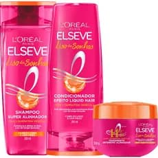 Kit Elseve Super Alinhador Liso dos Sonhos com Shampoo + Condicionador + Máscara de Tratamento Versão - 200ml