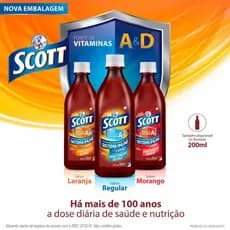 Emulsão Scott Suplemento Alimentar | 400ml | 200mL | Sabor | Morango | Laranja | Regular |