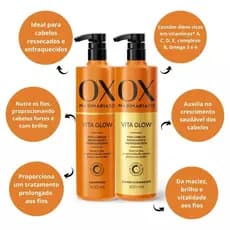 Kit Shampoo + Condicionador 500ml Vita Glow OX Marimaria Hair Cabelos Ressecados e Enfraquecidos