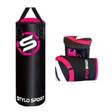Saco de Pancada Boxe Treino Muay Thai + Luva de Treino Bate Saco Infantil