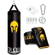 Saco De Pancada Troia Sport 120 + Luva + Suporte Kit Completo