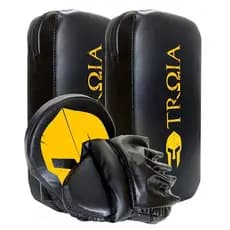 Kit Aparador De Chute + Manopla De Foco Profissional Treino Luta Artes Marciais Boxe MMA Troia Sport
