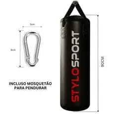 Saco de Pancada 90 Cm Profissional Boxe Muay Thai Profissional Couro Sintético