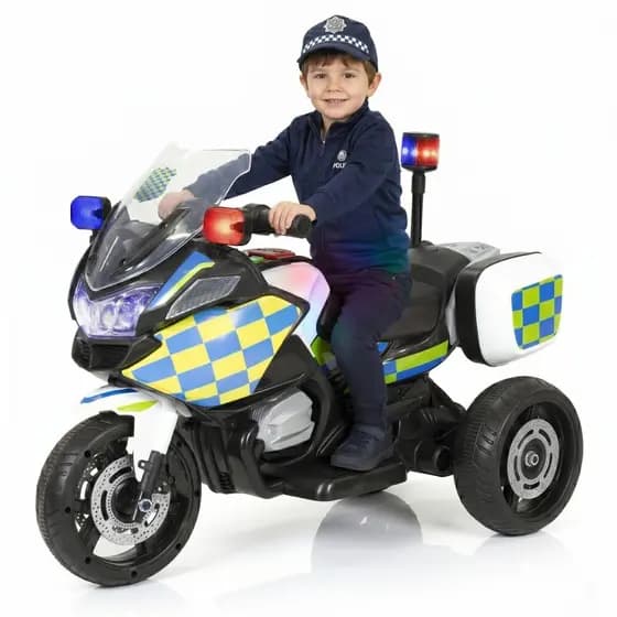 Moto Elétrica Infantil 6V Policia Motorizado 3 Rodas Triciclo Motocicleta Moto Passeio Bivolt 25kg