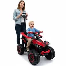 Carrinho Quadriciclo Infantil de Passeio Bebe com Haste Empurrador Musical Luz e Protetor Som Guia