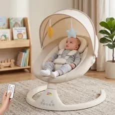 Cadeira de Descanso e Balanço Cadeirinha para Bebê com Musica Mosquiteiro e Controle Remoto Branca
