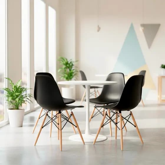 Conjunto 4 Cadeiras Eames DSW em Polipropileno para Escritório e Cozinha - Seat&co