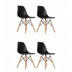 Conjunto 4 Cadeiras Eames Eiffel com Pés de Madeira para Escritório e Sala - Seat&co