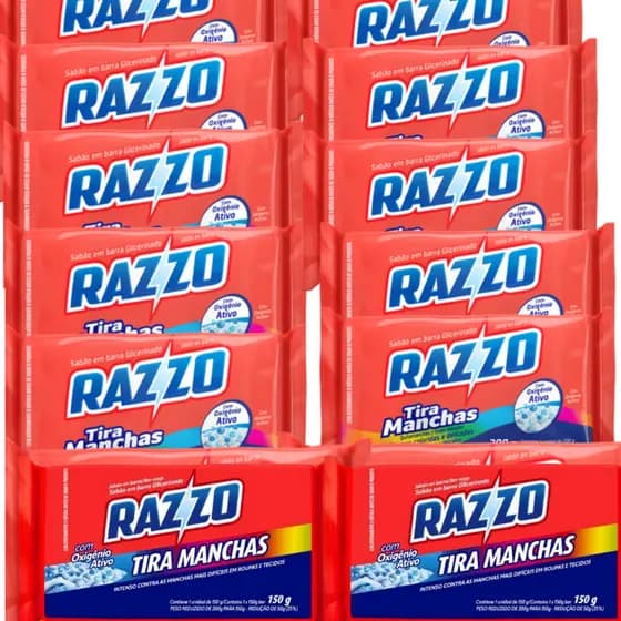 Kit 12  Sabão Em Pedra Razzo Tira Manchas 150g Cada