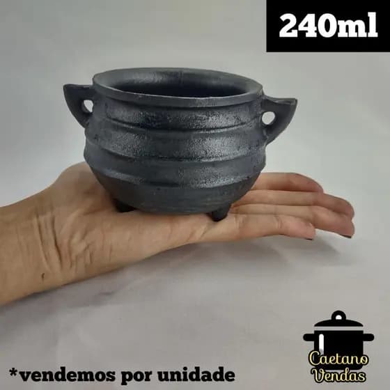 Caldeirão, Panela Tripé, Molheira, Panela Bruxa Mini 240ML Ferro Fundido