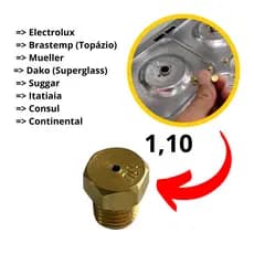 Bico Injetor Para Boca de Fogão e Forno Conversão GLP para GN Forno 1,10
