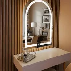 Espelho Janela  3 Cores 60x80 LED Oval Arco Iluminação com Botão Touch  Lavabo Quarto Banheiro