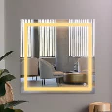 Espelho Quadrado Led Grande 70x70Cm Fácil Instalação Sensor Touch