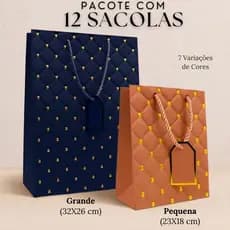 Kit Pacote com 12 Sacola de Presente Grande (32x26cmx12cm) ou Pequena (23x18cmx10cm) Cores