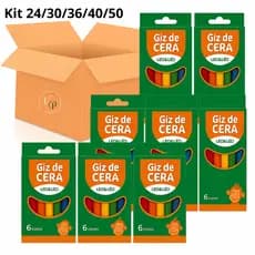 Kit Pacotes de Giz de Cera Mini Leo Leo – 6 Cores Vibrantes, 30g Para Lembrancinhas e Festas/ medida 11cm x 4,5 cm